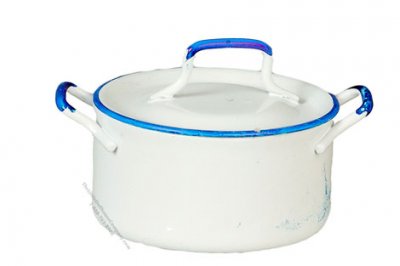 (image for) Miniature White Pot with 2 Handles For Dollhouses