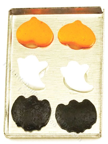 (image for) Miniature Halloween Cookies On Baking Sheet for Dollhouses