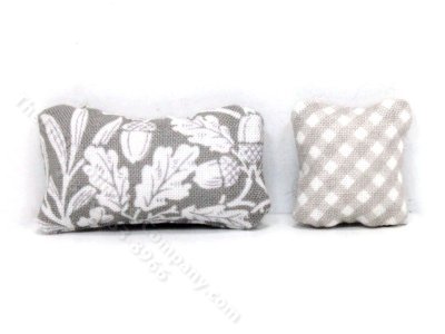 (image for) Miniature Pair of Grey Patterned Pillows for Dollhouses