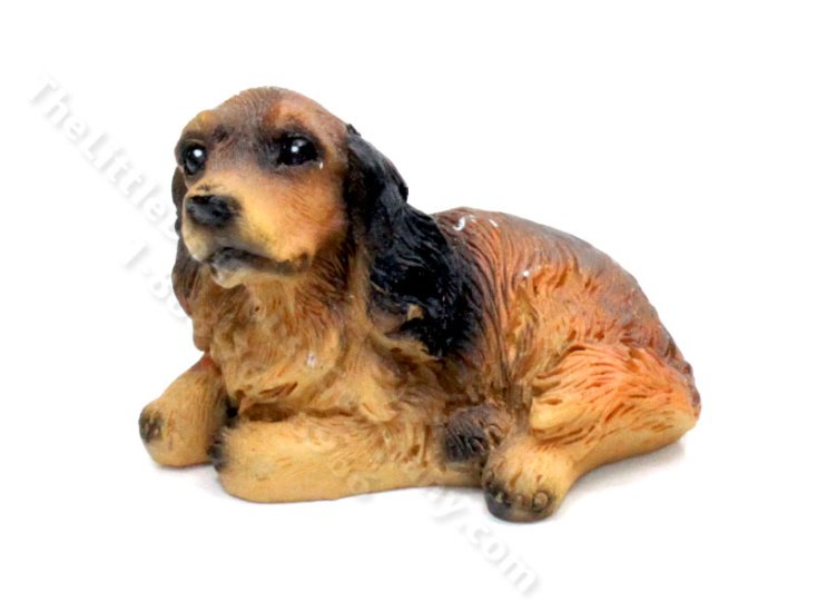 (image for) Miniature Long-Haired Dachshund Dog Figurine for Dollhouses