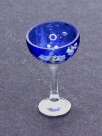 (image for) Miniature Blue Saucer Glass with Pastoral Painting