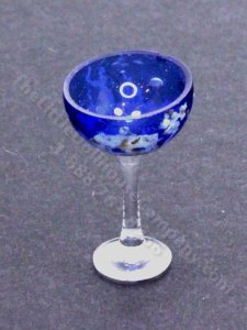 (image for) Miniature Blue Saucer Glass with Pastoral Painting