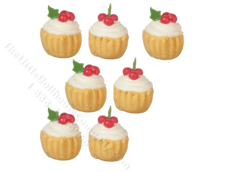 (image for) Miniature Cherry Cupcakes for Dollhouses (7pcs)