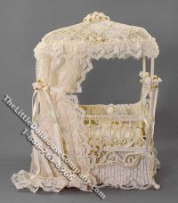 (image for) Miniature Peach Coloured Lace Covered Crib by Serena Johnson