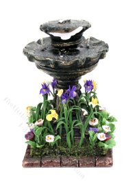 (image for) As-Is Miniature Fountain and Flower Bed for Dollhouses