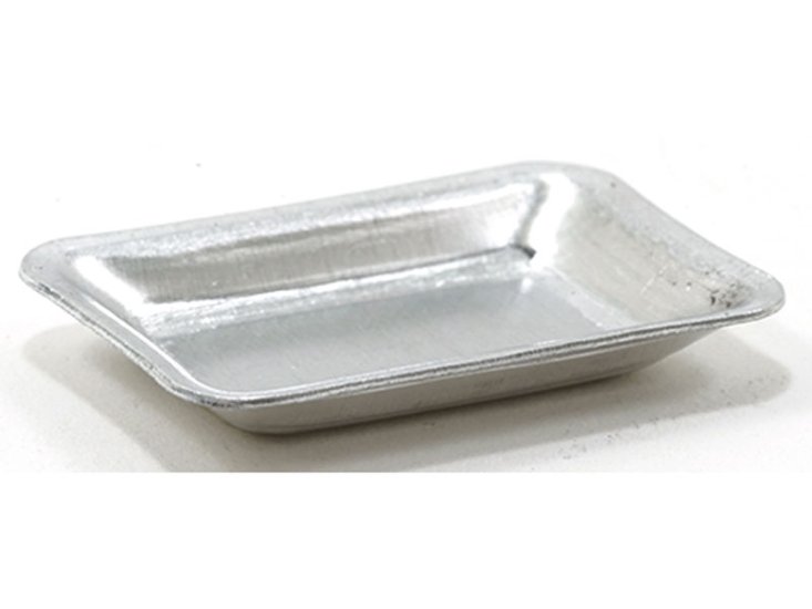 (image for) Miniature Rectangular Aluminum Tray for Dollhouses
