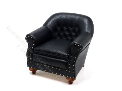 (image for) Miniature Black 1880's Club Chair For Dollhouses