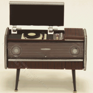 (image for) Miniature Vintage Wood Panelled Standing Turntable