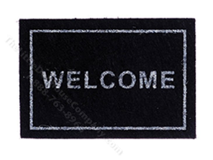 (image for) Miniature Black Welcome Mat for Dollhouses