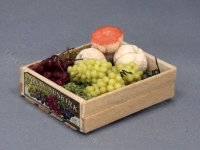 (image for) Miniature Crate of Cantaloupe and Grapes for Dollhouses