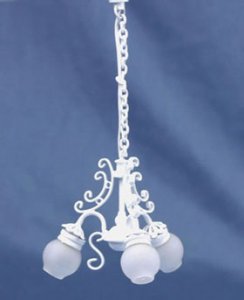 (image for) Dollhouse Scale Model Chandelier, 3-Lt Frosted Globes