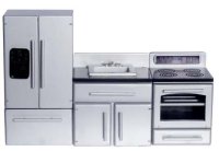 (image for) Dollhouse Scale Model Silver Kitchen Appliance Set (3 pc)