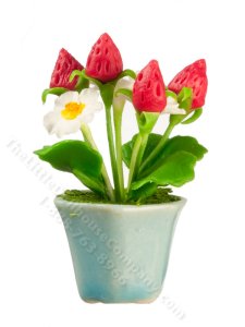 (image for) Miniature Potted Strawberry Plant for Dollhouses