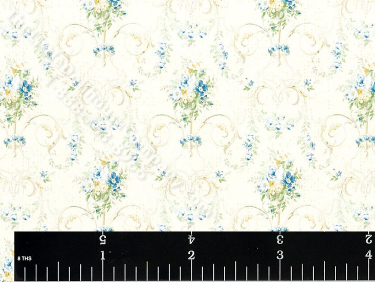 (image for) Blue Bouquet Pattern Miniature Wallpaper for Dollhouses