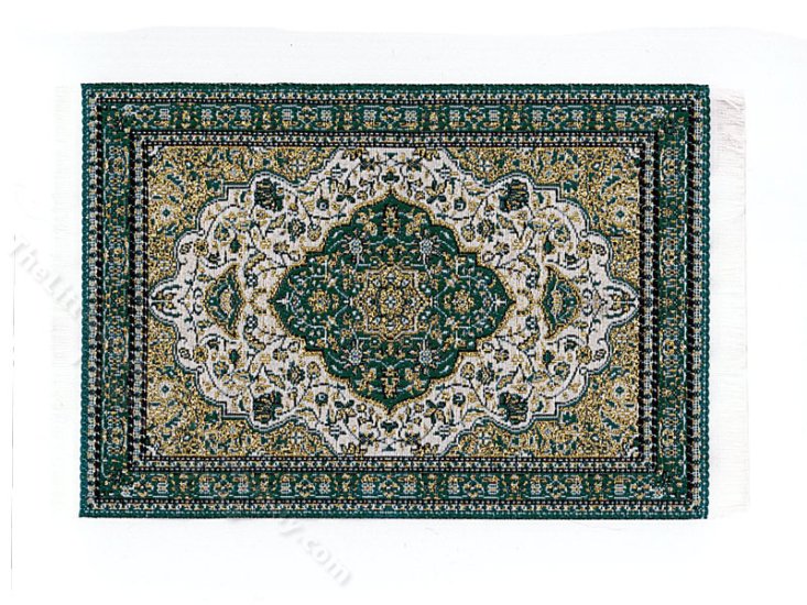 (image for) Miniature Oriental Carpet - Green and Gold