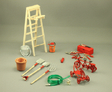 (image for) Dollhouse Miniature Garage and Backyard Accessories