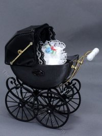 (image for) Miniature Elegant Grey Baby Pram by Heidi Ott for Dollhouses