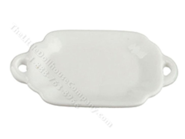 (image for) Miniature Bevelled White Ceramic Tray for Dollhouses