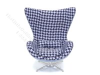 (image for) Miniature Blue Houndstooth Egg Chair by PRD Miniatures