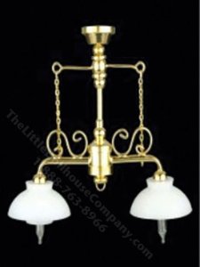 (image for) Miniature LED 2 Down-Arm Chandelier with Wand for Dollhouse