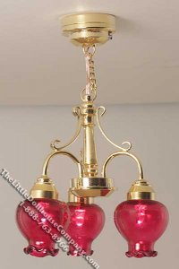 (image for) Miniature Battery Second Ave. 3-Arm Chandelier - Cranberry