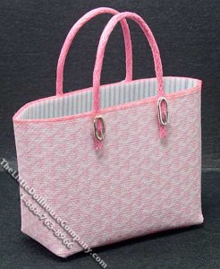 (image for) Miniature Pink Shopping Bag w/Metal Feet for Dollhouses