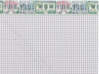 (image for) Plaid and House Pattern Miniature Wallpaper for Dollhouses