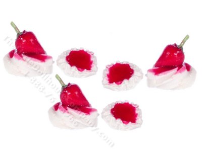 (image for) Miniature Strawberry Meringue Dessert for Dollhouses (6pc)