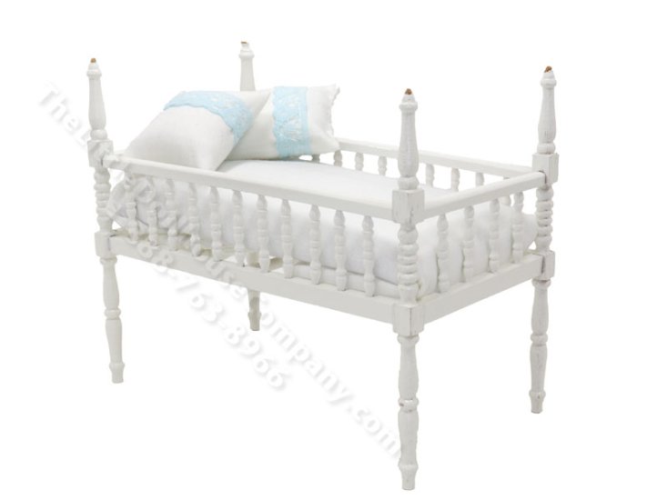 (image for) Miniature White Victorian Crib for Dollhouses