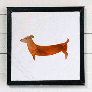 (image for) Miniature Square Painting of Dachshund Dog