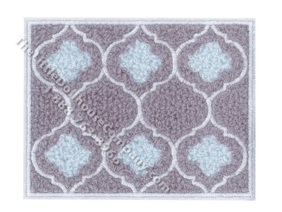 (image for) Miniature Grey Moroccan Trellis Patterned Rug for Dollhouses - 3.75"x3"