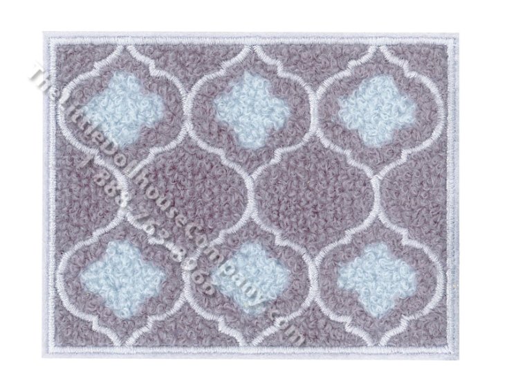 (image for) Miniature Grey Moroccan Trellis Patterned Rug for Dollhouses - 3.75"x3"