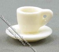 (image for) Dollhouse Scale Model White Coffee Cup with Dish