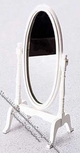 (image for) Miniature White Oval Cheval Mirror for Dollhouses