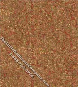 (image for) Red Paisley Pattern Miniature Wallpaper for Dollhouses