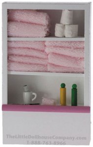 (image for) Open-Shelf Cabinet with Linens, Pink
