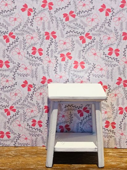 (image for) Dollhouse Scale Model Wallpaper -Red and Gray Wildgrass- 3pc Set
