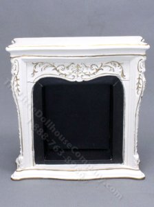 (image for) Miniature White & Gold Fireplace for Dollhouses