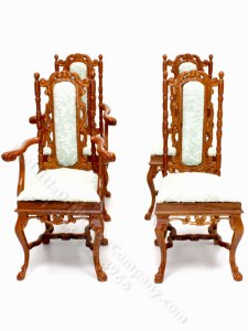 (image for) Miniature Set of 4 Walnut Dining Chairs for Dollhouses