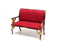 (image for) Miniature Full Scale Mahogany and Red Empire Settee
