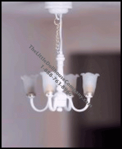 (image for) Miniature White Battery Operated 4-Arm Chandelier