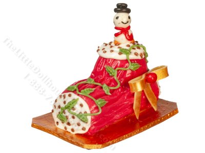 (image for) Miniature Christmas Yule Log Cake for Dollhouses