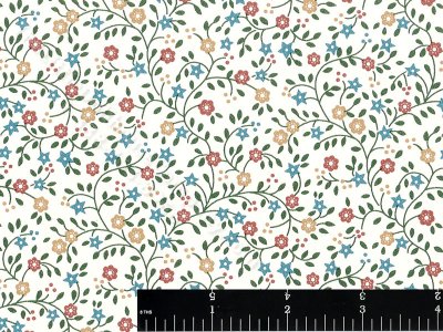 (image for) Red,Gold,Blue Flowers Miniature Wallpaper for Dollhouses