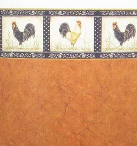 (image for) Dollhouse Scale Model Wallpaper Rooster with Border