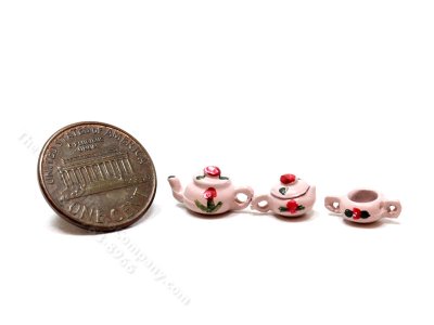 (image for) 1/2" Scale Miniature Pink Tea Set