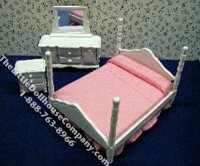 (image for) Miniature White Bedroom Set for Dollhouses