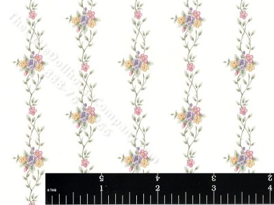 (image for) Floral Vine Stripe Miniature Wallpaper for Dollhouses