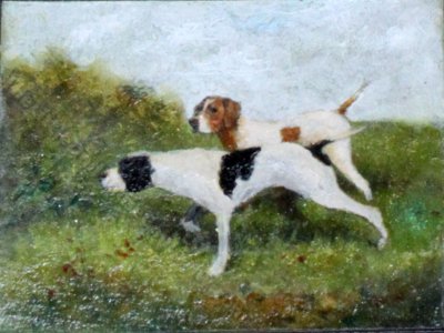 (image for) Miniature Hunting Dog Replica Painting by Larry Morganti