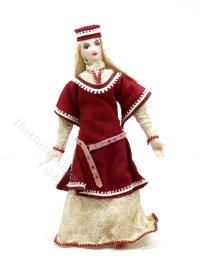 (image for) Miniature Handcrafted Vintage Georgian Lady in Red