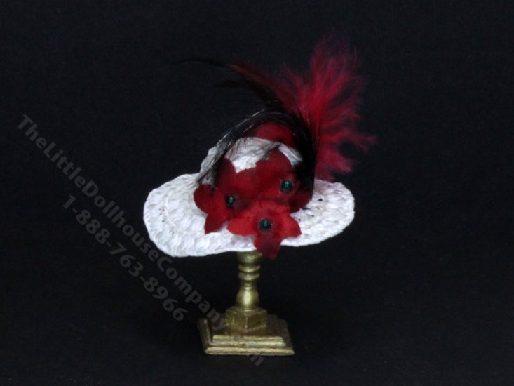 (image for) Ladies White Straw Hat by Judith Blondell for Dollhouses